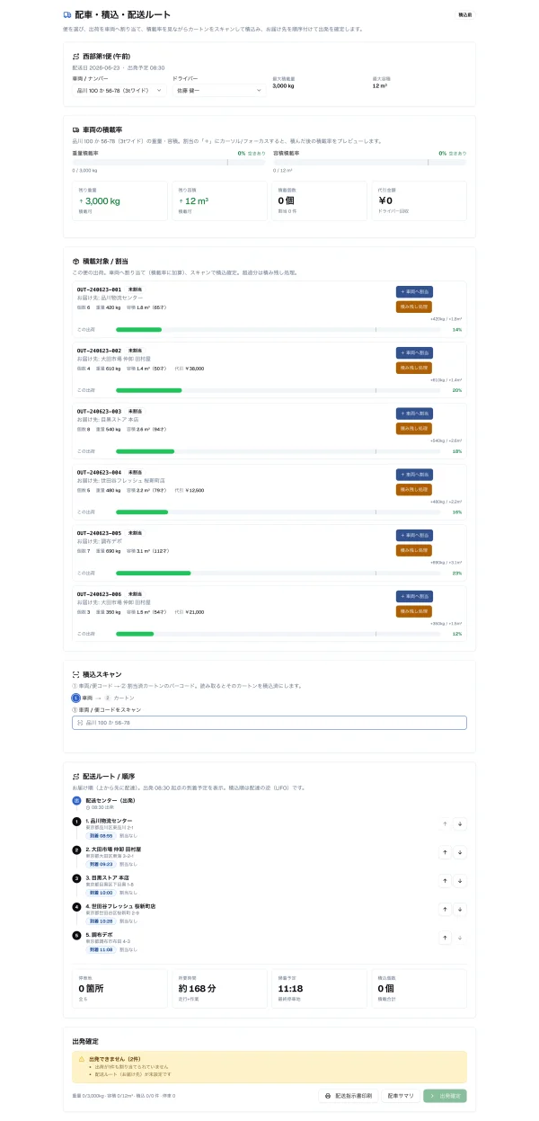 #51 AI に配車・積込を作らせてみた — 容量メーターが3回目で primitive 化、Badge の hydration バグも出た（やってみた #51）