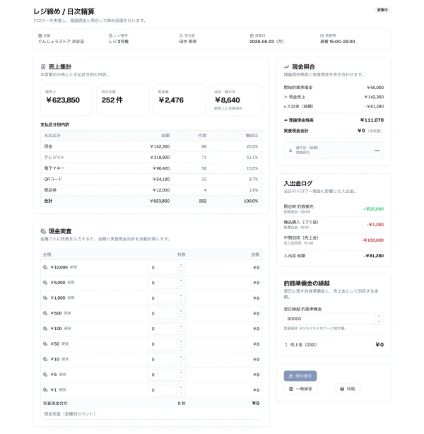 #44 AI にレジ締めを作らせてみた — 「過不足」を3回見たので、ついに primitive を起こす（やってみた #44）