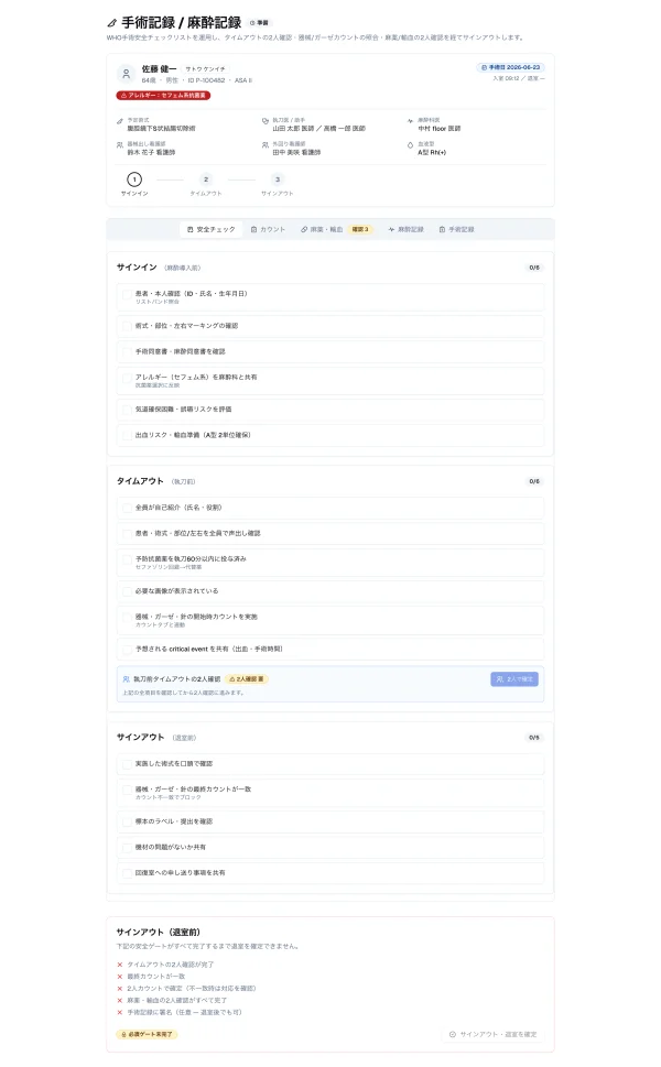 #58 AI に手術記録を作らせてみた — 1画面で4回出た「2人確認」を、ついに primitive に（やってみた #58）